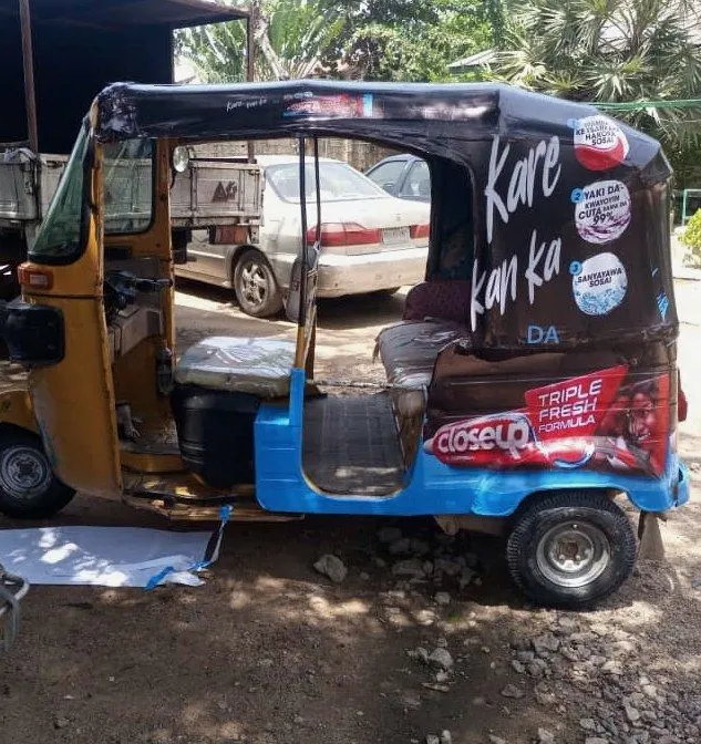 Keke tricycle branded for Closeup, a Unilever brand
